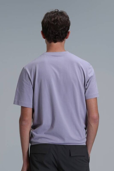 Adrıan Modern Graphic T-Shirt Dark Lilac - Thumbnail