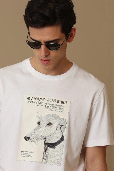 Best Men's Graphic Basic T-Shirt White - Thumbnail