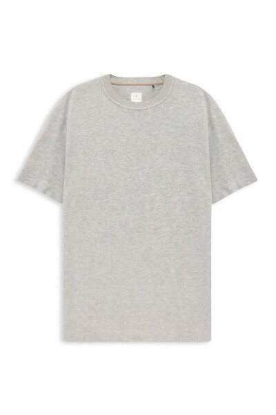 Boss Gray Melange Color Crew Neck Piqué T-Shirt - 1