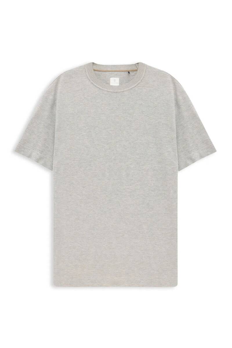 Boss Gray Melange Color Crew Neck Piqué T-Shirt - 1