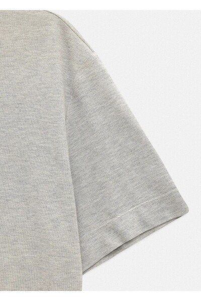 Boss Gray Melange Color Crew Neck Piqué T-Shirt - 3