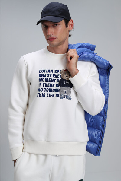 Bud Erkek Sweatshirt Kırık Beyaz - Thumbnail