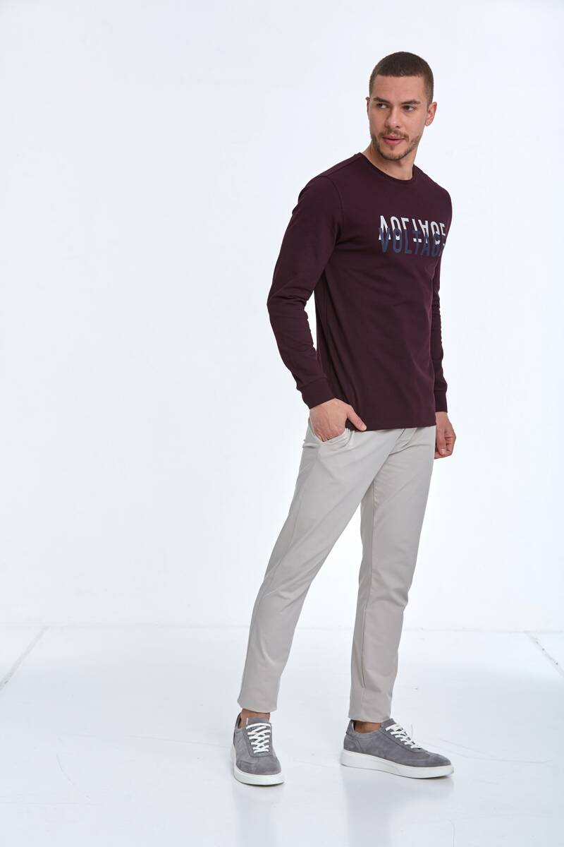 Capri Men's Long Sleeve T-Shirt Claret Red - 3