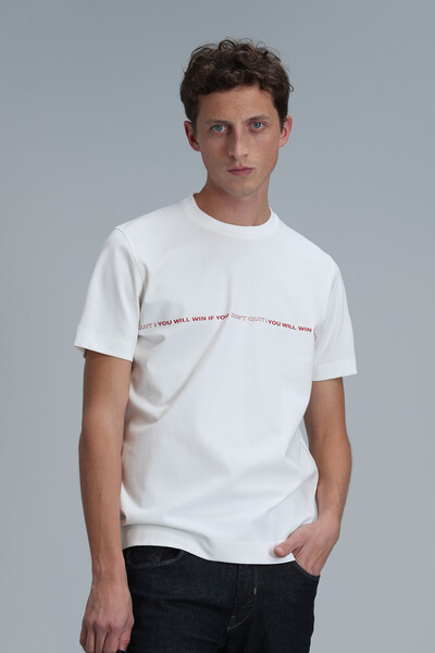 Carlos Modern Grafik T-Shirt Kırık Beyaz - 1