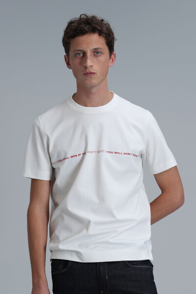 Carlos Modern Grafik T-Shirt Kırık Beyaz - 5