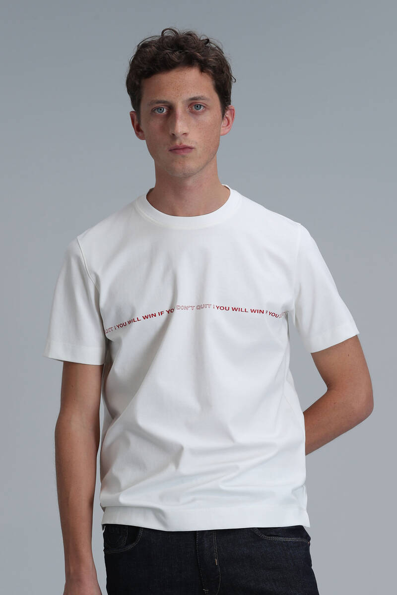 Carlos Modern Grafik T-Shirt Kırık Beyaz - 5