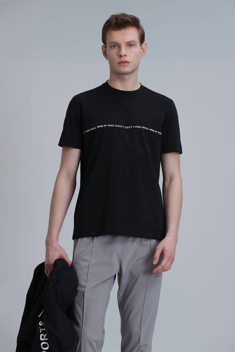 Carlos Modern Grafik T-Shirt Siyah - 3