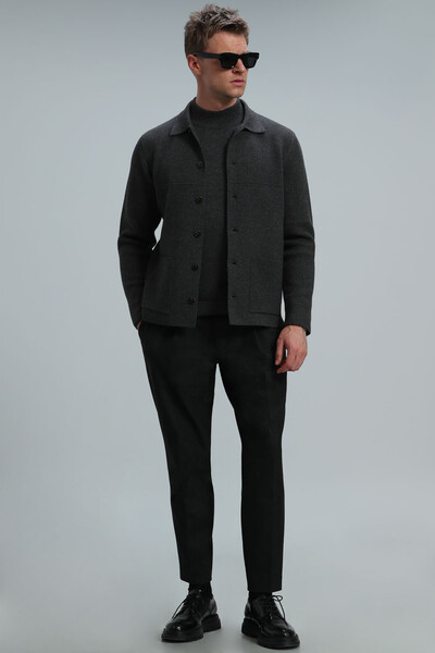 Daks Men's Cardigan Anthracite - Thumbnail