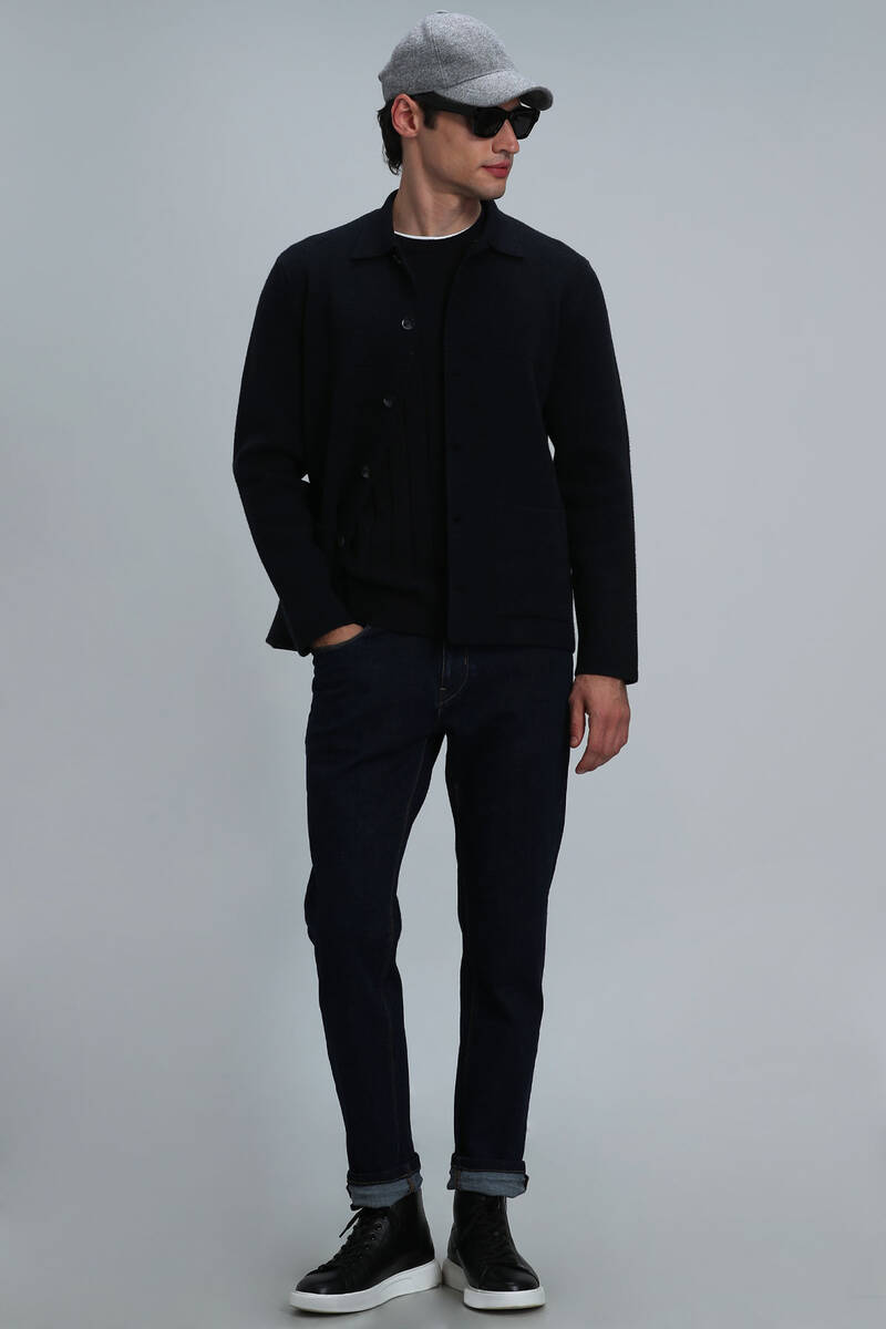 Daks Men's Cardigan Navy Blue