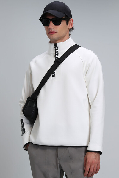 Davın Men's Sweatshirt Off White - Thumbnail