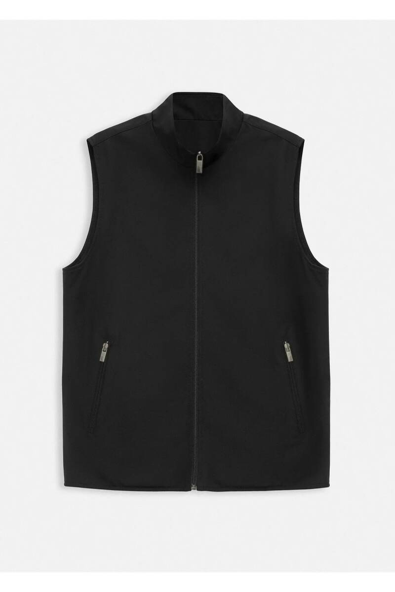 Delpa Black Color Logo Detailed Double Sided Vest - 1