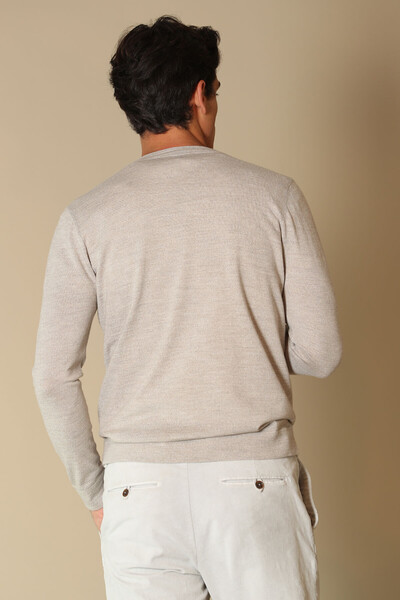 Dion Woolen Men's Sweater Beige - Thumbnail