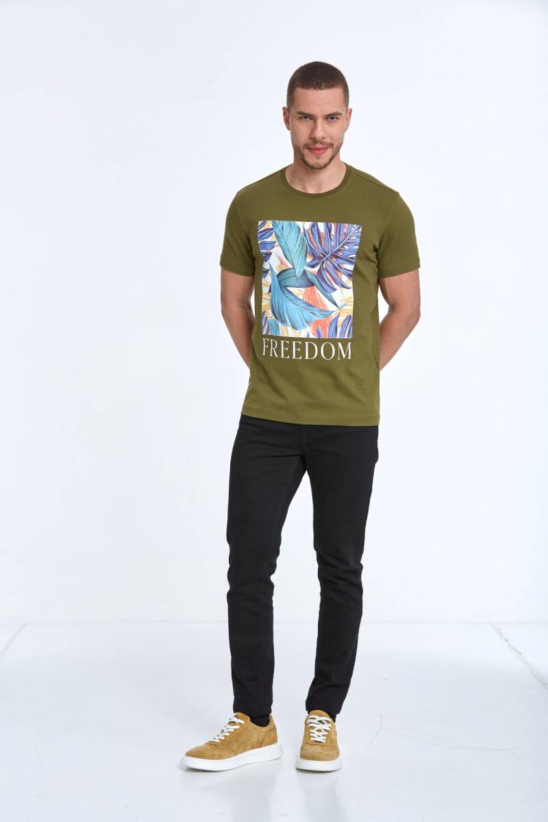 Elvio Printed Men's T-Shirt Khaki - 4