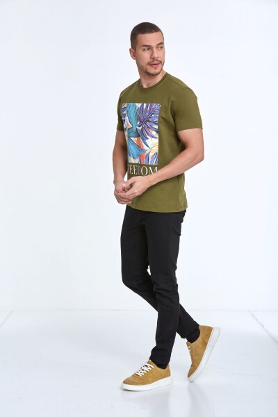 Elvio Printed Men's T-Shirt Khaki - 2