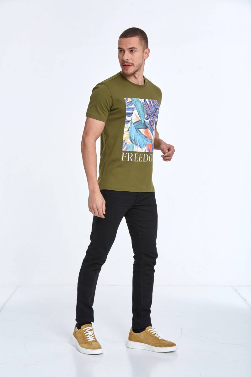 Elvio Printed Men's T-Shirt Khaki - 3