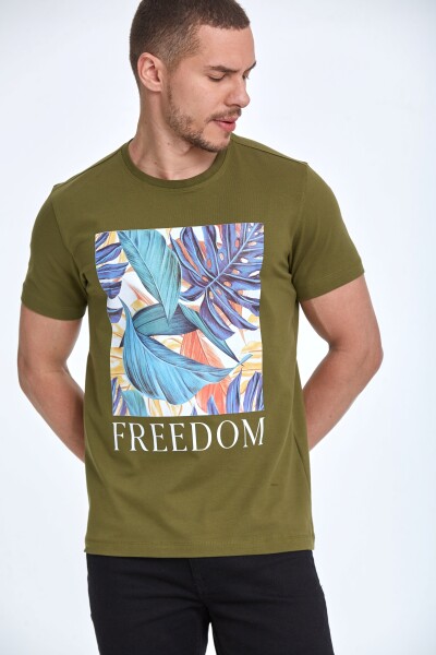 Elvio Printed Men's T-Shirt Khaki - 1