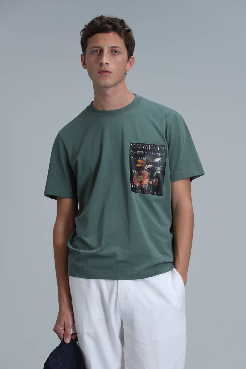 Exotıc Modern Grafik T- Shirt Ördek Yeşili - 1