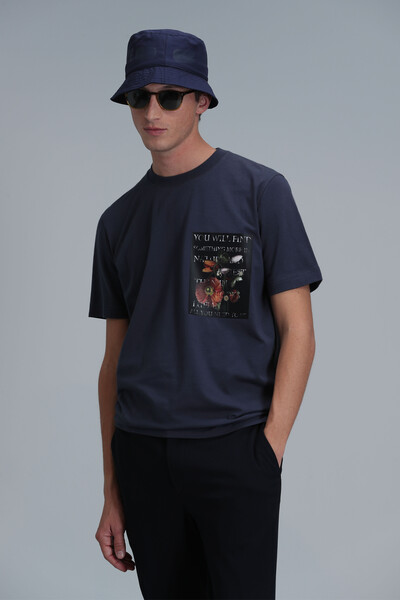 LUFIAN - Exotic Modern Graphic T-Shirt Anthracite