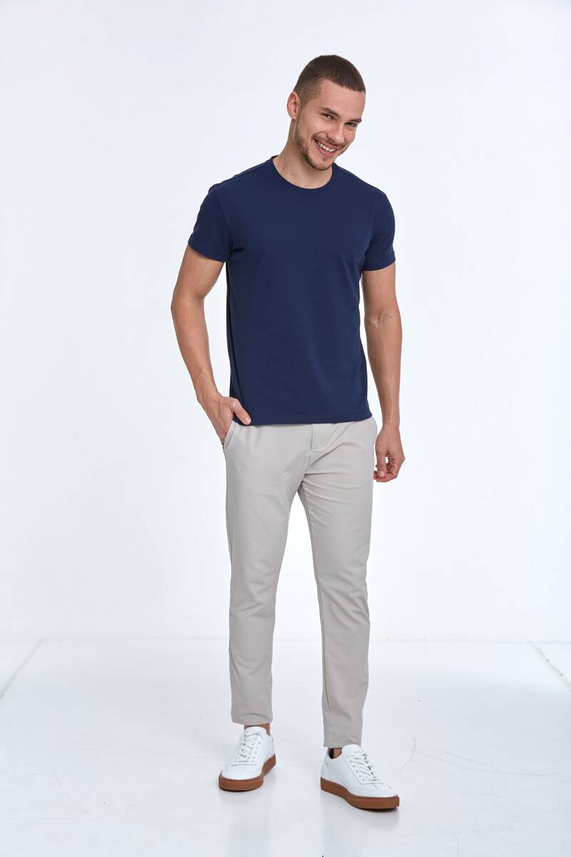 Ezra Basic Men's T-Shirt Navy Blue - 4