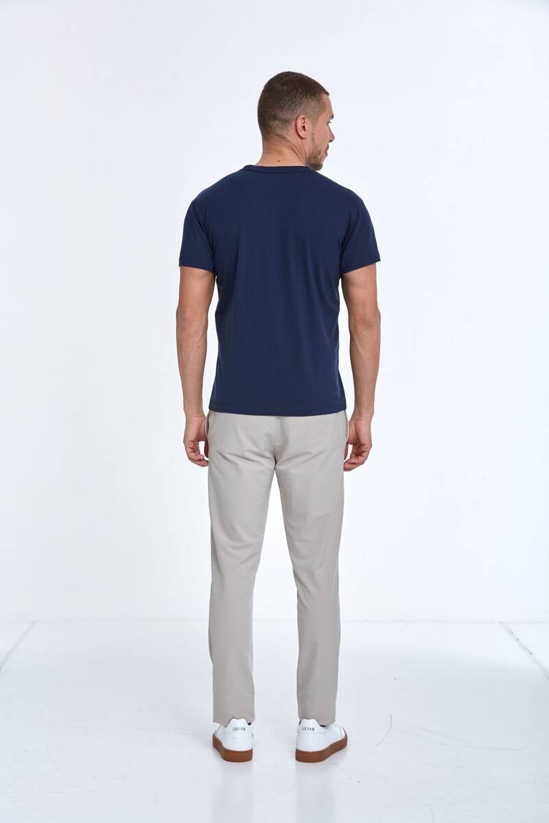 Ezra Basic Men's T-Shirt Navy Blue - 5