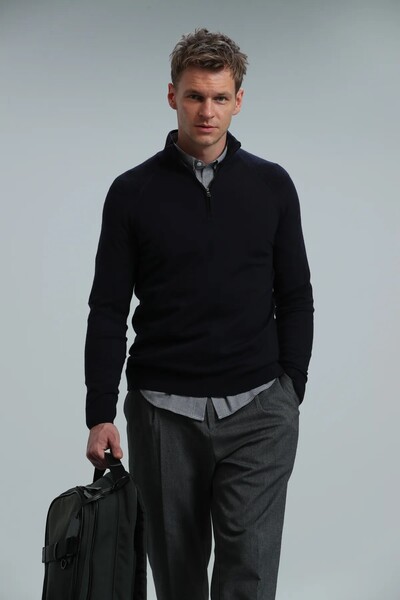 Face Men's Sweater Navy Blue - Thumbnail