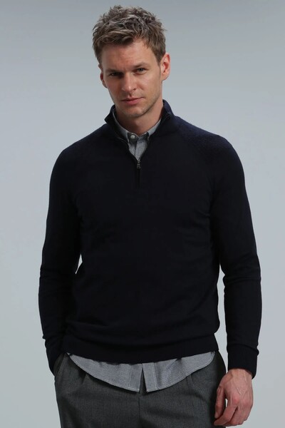 Face Men's Sweater Navy Blue - Thumbnail