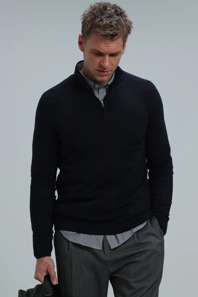 Face Men's Sweater Navy Blue - Thumbnail