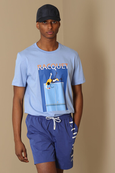 Fenza Modern Graphic T-Shirt Blue - Thumbnail