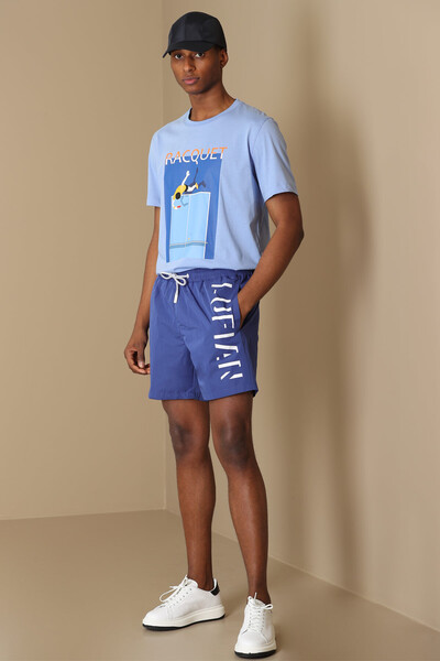 Fenza Modern Graphic T-Shirt Blue - Thumbnail