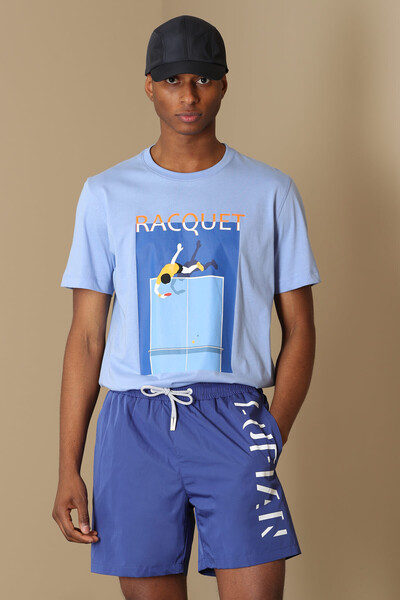 Fenza Modern Graphic T-Shirt Blue - Thumbnail