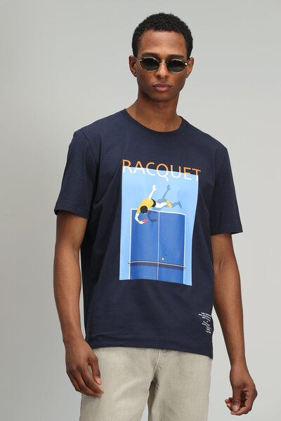 Fenza Modern Graphic T-Shirt Navy Blue - Thumbnail