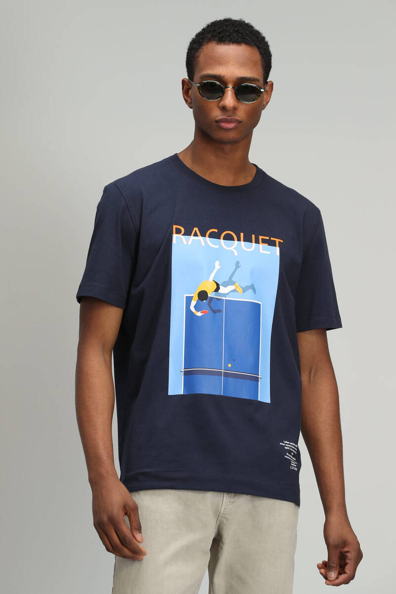 Fenza Modern Graphic T-Shirt Navy Blue