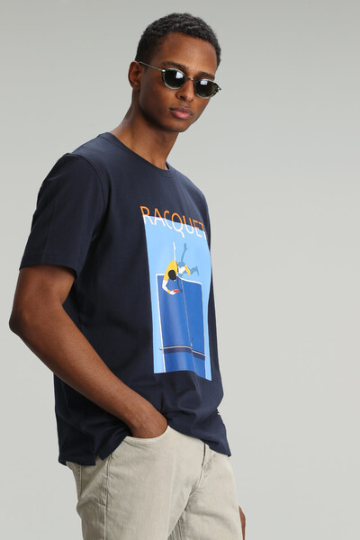 Fenza Modern Graphic T-Shirt Navy Blue - Thumbnail