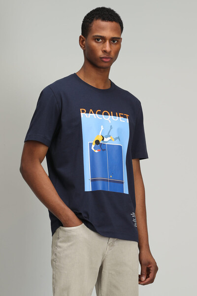 Fenza Modern Graphic T-Shirt Navy Blue - Thumbnail