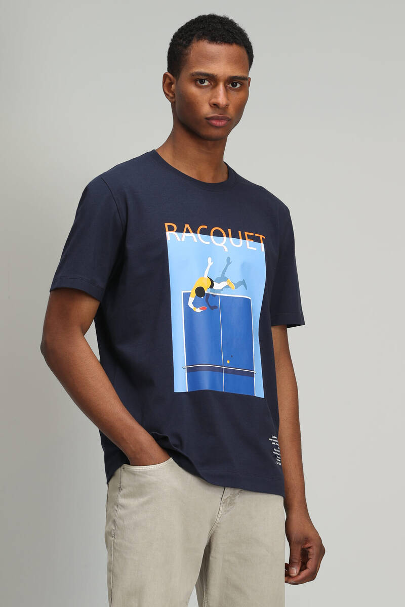 Fenza Modern Graphic T-Shirt Navy Blue