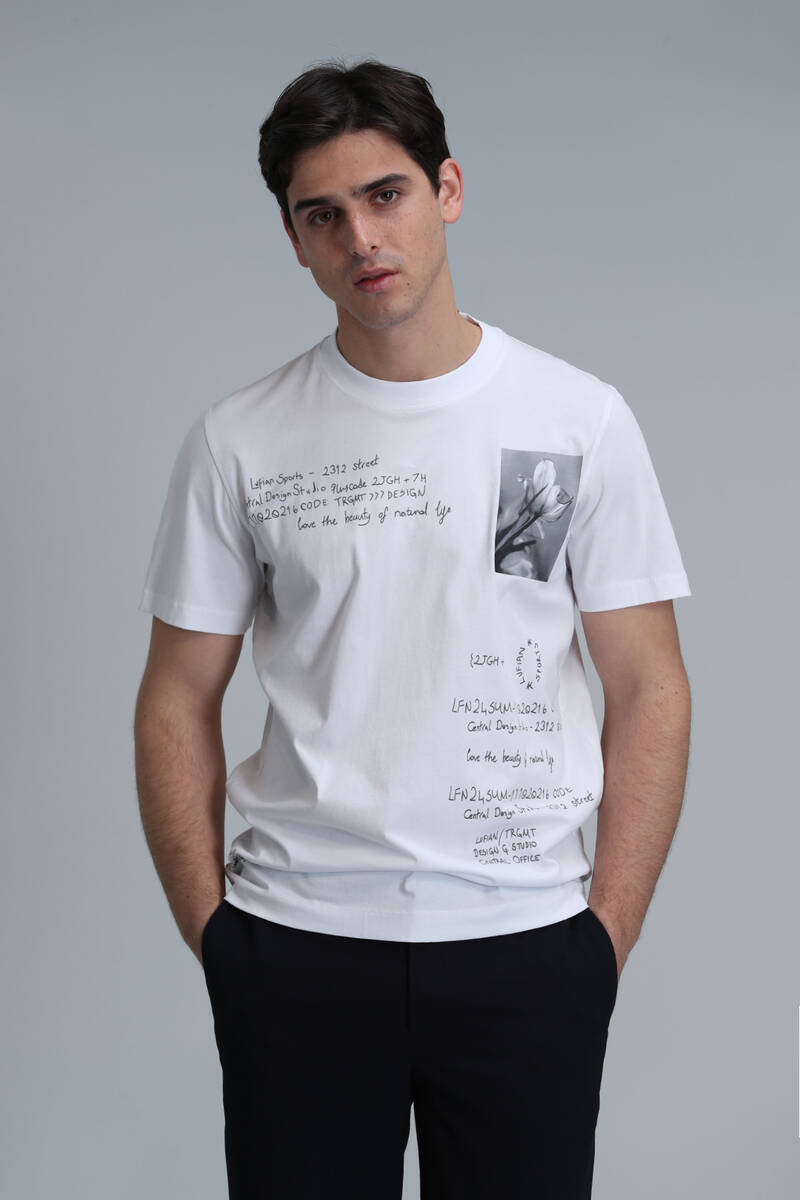 Fred Modern Grafik T-Shirt Beyaz - 1