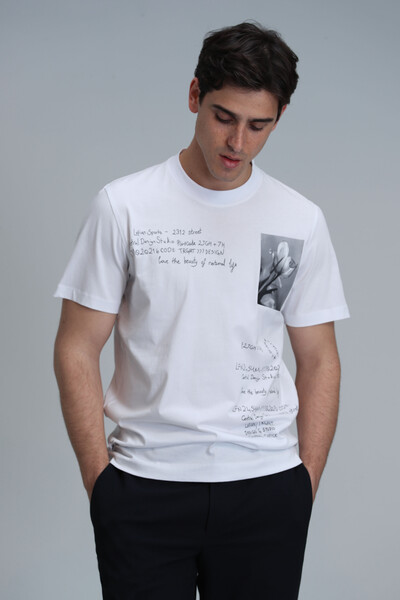 Fred Modern Grafik T-Shirt Beyaz - 3