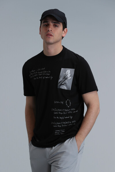 Fred Modern Grafik T-Shirt Siyah - 3