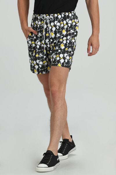 Geometric Men's Swim Shorts Black - Thumbnail