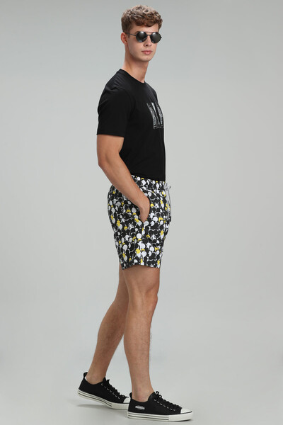 Geometric Men's Swim Shorts Black - Thumbnail