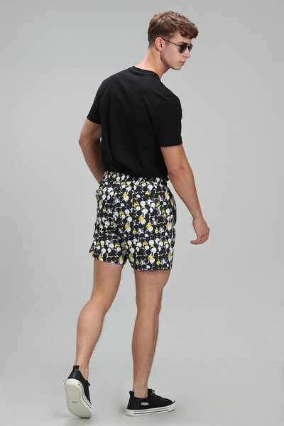 Geometric Men's Swim Shorts Black - Thumbnail