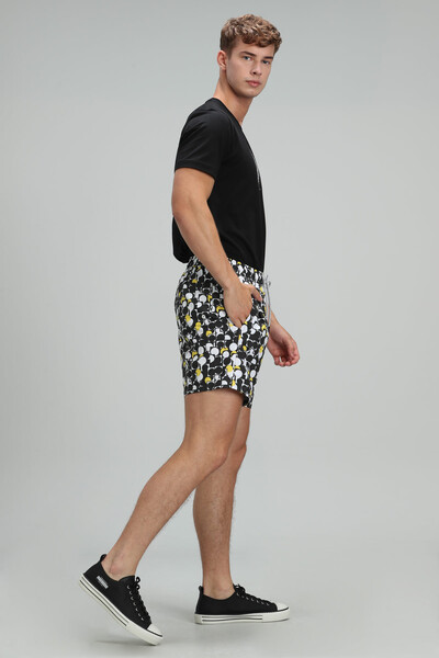 Geometric Men's Swim Shorts Black - Thumbnail