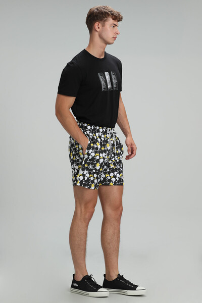 Geometric Men's Swim Shorts Black - Thumbnail