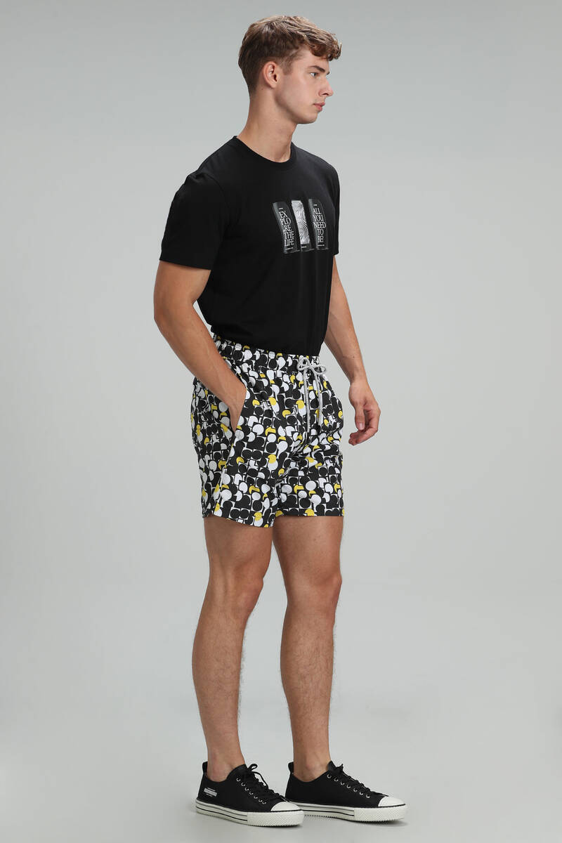 Geometric Men's Swim Shorts Black