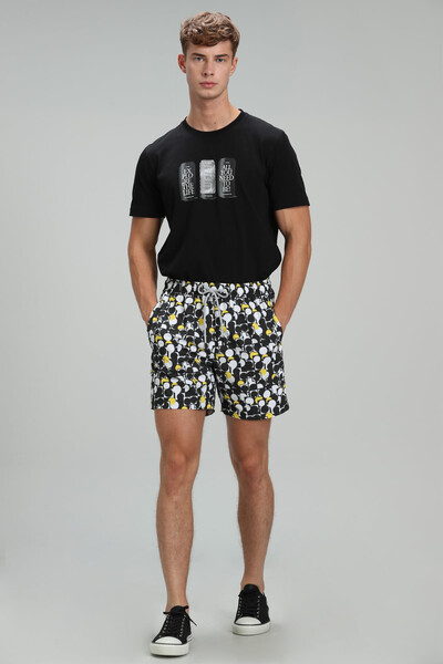 Geometric Men's Swim Shorts Black - Thumbnail