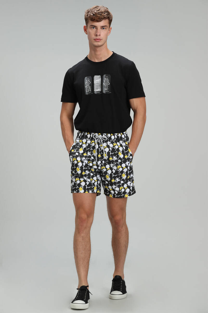 Geometric Men's Swim Shorts Black