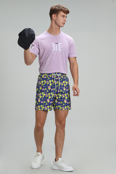 Geometric Men's Swim Shorts Sax - Thumbnail