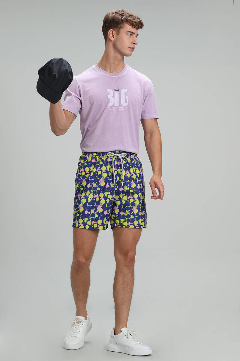 Geometric Men's Swim Shorts Sax