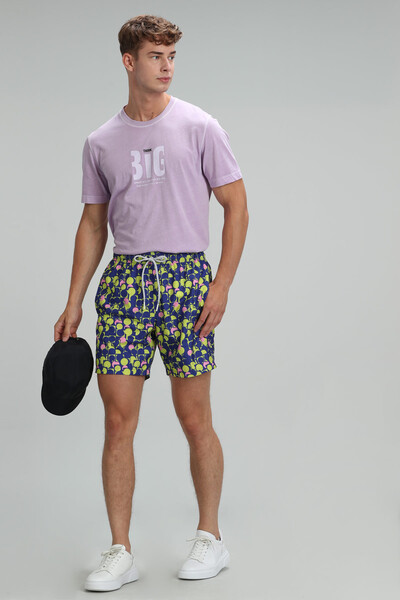 Geometric Men's Swim Shorts Sax - Thumbnail