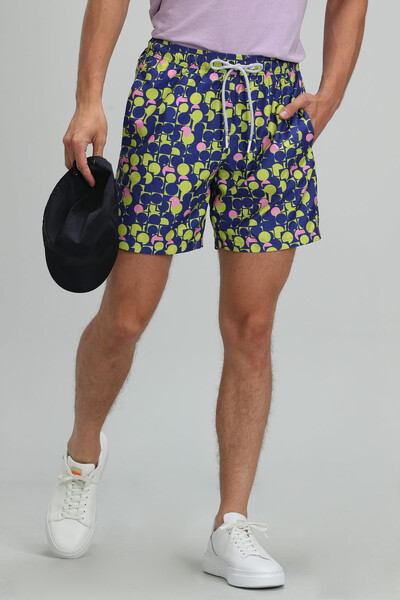 Geometric Men's Swim Shorts Sax - Thumbnail